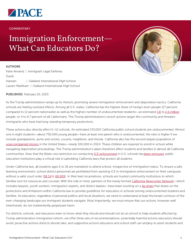 Immigration Enforcement—What Can Educators Do? PDF