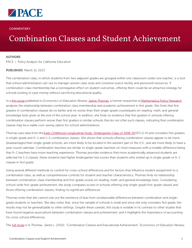 Combination Classes and Student Achievement PDF